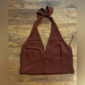 Abercrombie Brown Smocked Halter Top NWT
